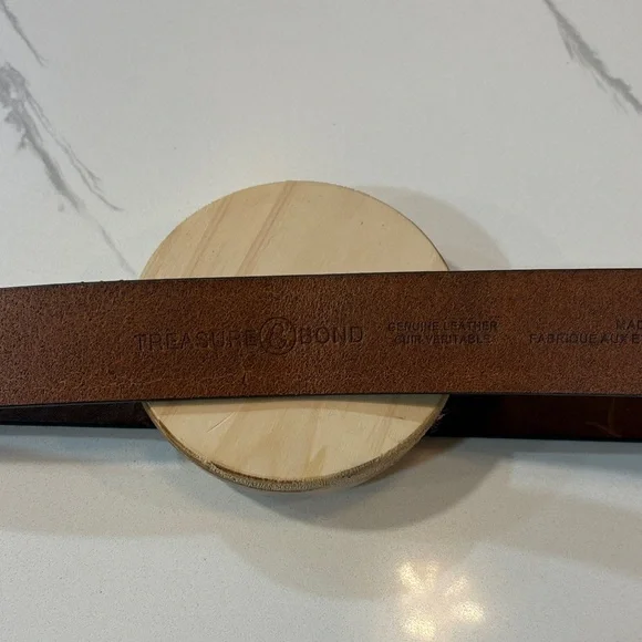 Treasure & Bond Brown Belt with Brass Buckle - Picture 2 of 4
